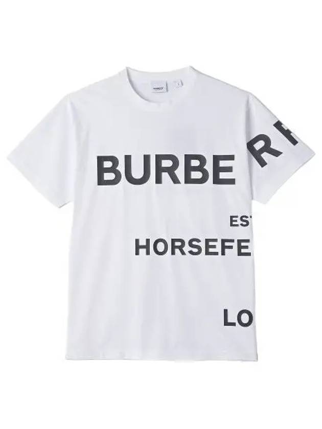 Horseferry Print Cotton Oversized Short Sleeve T Shirt White Tee - BURBERRY - BALAAN 1