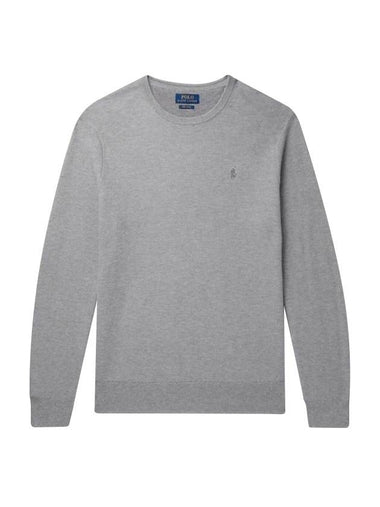 Logo embroidered crew neck knit top gray - POLO RALPH LAUREN - BALAAN 1