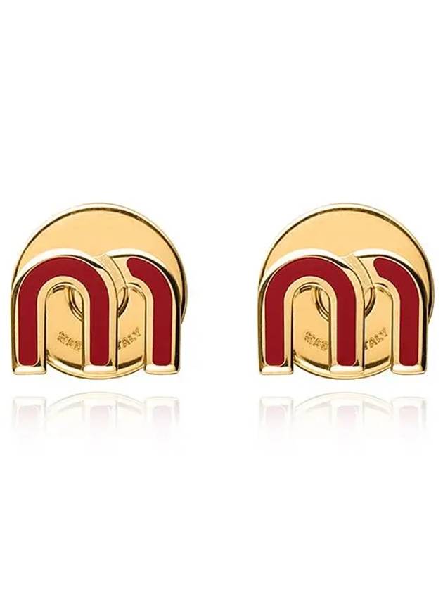 Enameled Metal Earrings Red - MIU MIU - BALAAN 2