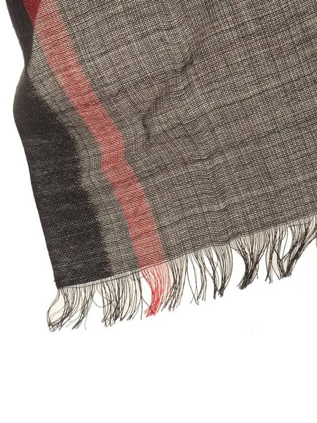 Checkered Wool Silk Scarf Navy - BURBERRY - BALAAN 7