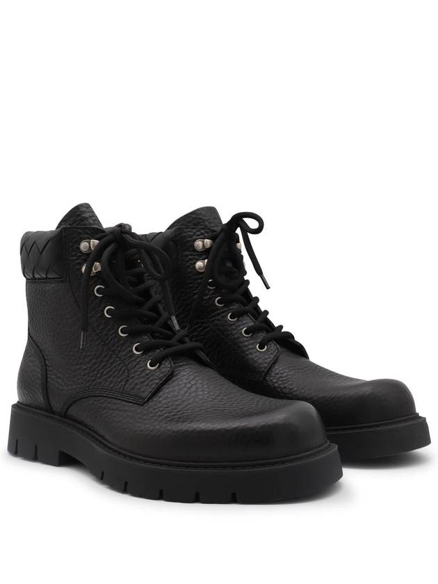 Haddock Leather Combat Boots Black - BOTTEGA VENETA - BALAAN 4