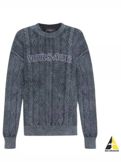 Embroidery Logo Knit Top Grey - VERSACE - BALAAN 2