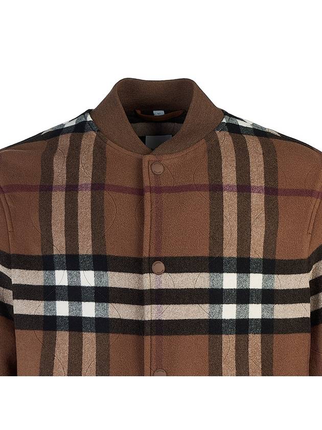 Quilted Check Wool Blend Bomber Jacket Dark Birch Brown - BURBERRY - BALAAN 5