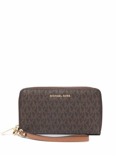 Large Logo Smartphone Wristlet Long Wallet Brown - MICHAEL KORS - BALAAN 1