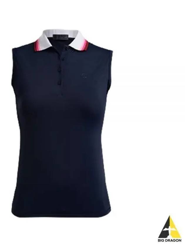 Women's Pleated Collar Silky Sleeveless Polo - G/FORE - BALAAN 2