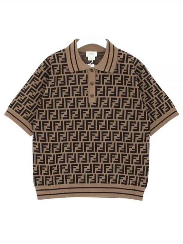 Kids FF Motif Polo Short Sleeve T-Shirt Brown - FENDI - BALAAN 2