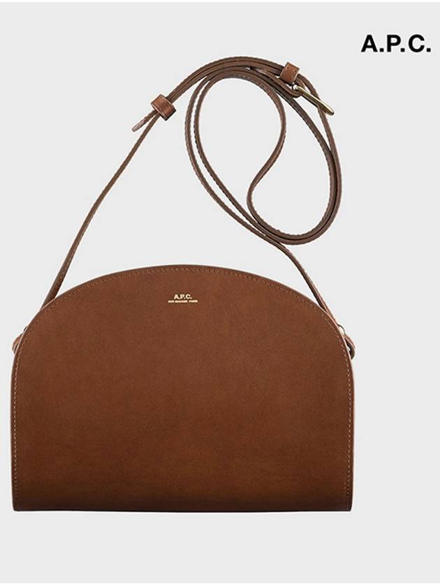 Women's Leather Demiloon Half Moon Bag Cross Bag Brown PXAWV-F61048 - A.P.C. - BALAAN 1