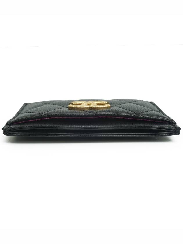 CC Logo Pop Inside Gold Caviar Card Wallet Black - CHANEL - BALAAN 6