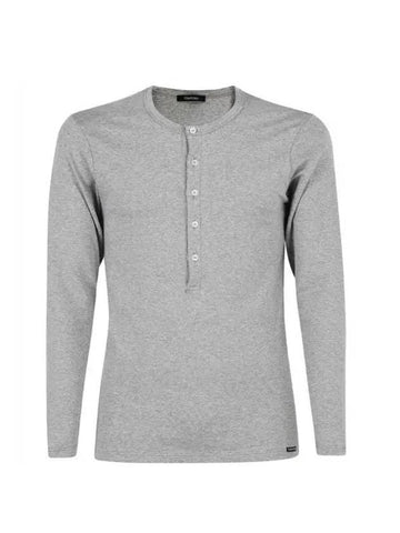 Henry Neck Long Sleeve T-Shirt Grey - TOM FORD - BALAAN 1