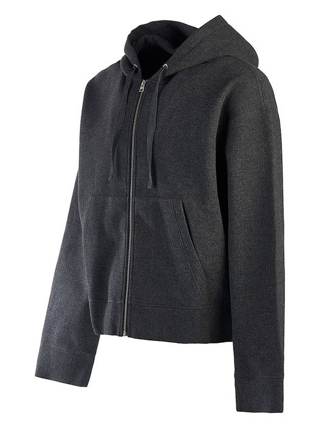 Wool Viscose Zip-Up Hoodie Grey - AMI - BALAAN 3