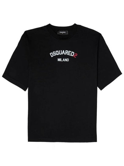 Logo Print Short Sleeve T Shirt Black - DSQUARED2 - BALAAN 2