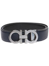 Reversible Adjustable Gancini Belt Black - SALVATORE FERRAGAMO - 1