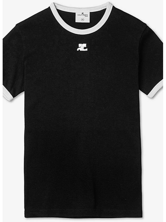 Courr ges Bumpy Contrast Short Sleeve T Shirt Black - COURREGES - BALAAN 4