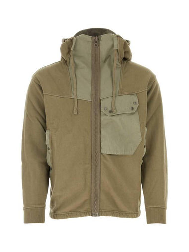 Snap Pocket Zip-up Hoodie Beige Khaki - TEN C - BALAAN 1