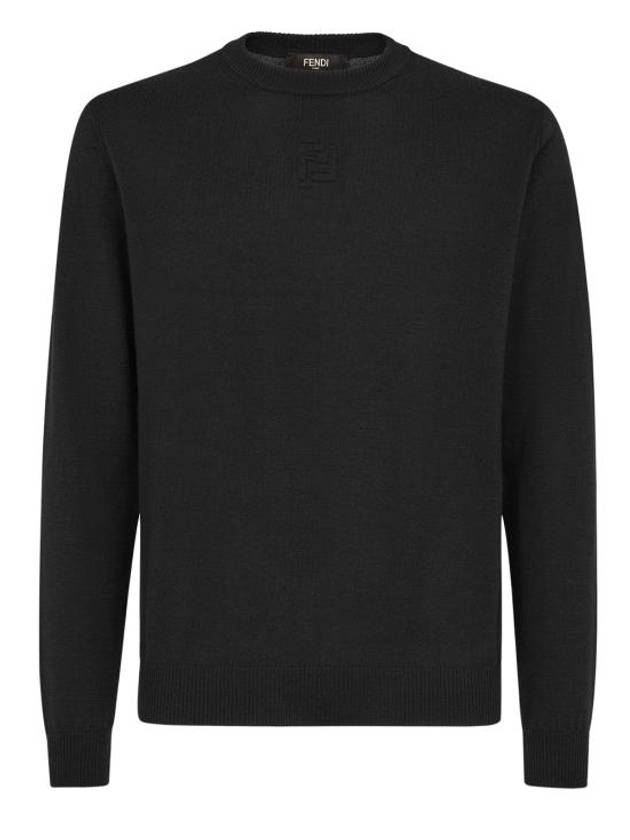 Men's Pullover Wool Sweatshirt Black - FENDI - BALAAN 1