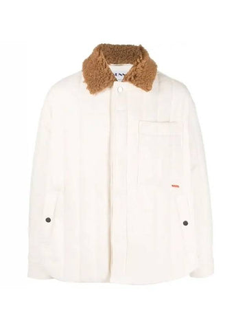 Shearling Collar Padded Oversized Fit Jacket Ivory - SUNNEI - BALAAN 1