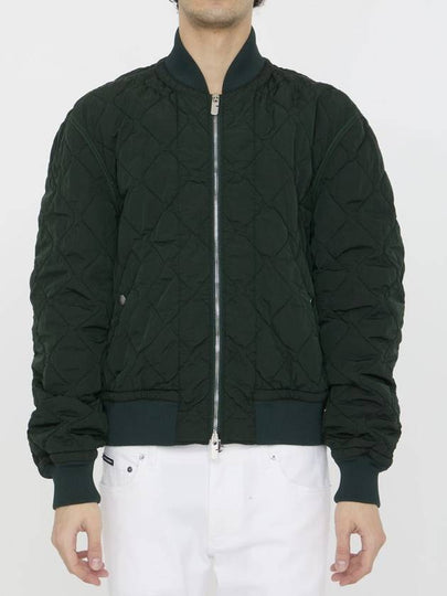 Quilted Zip-Up Bomber Jacket Green - BURBERRY - BALAAN 2