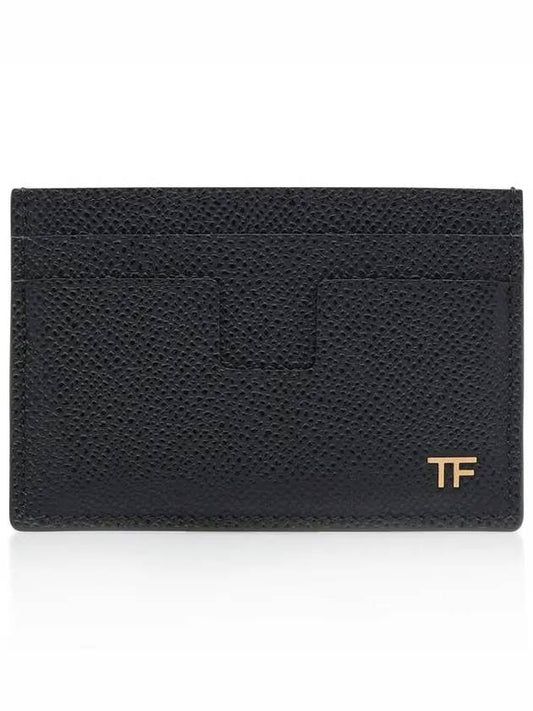 TF Logo Grain Leather Small Card Wallet Black - TOM FORD - BALAAN 2