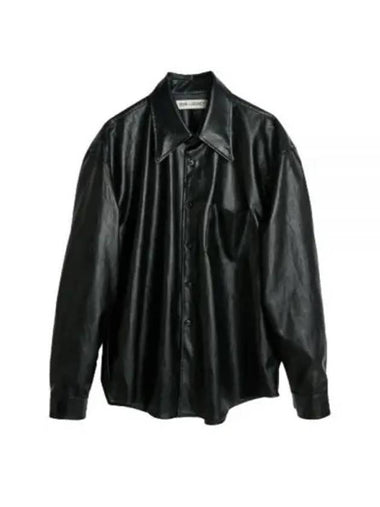 Cageian Leather Long Sleeve Shirt Black - OUR LEGACY - BALAAN 1