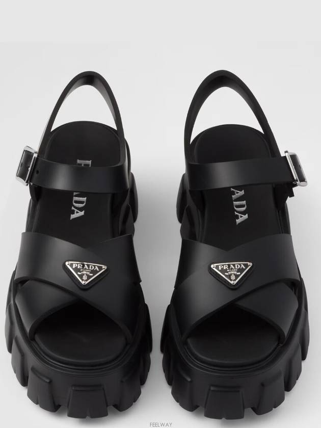 Triangle Logo Sandals Black - PRADA - BALAAN 2