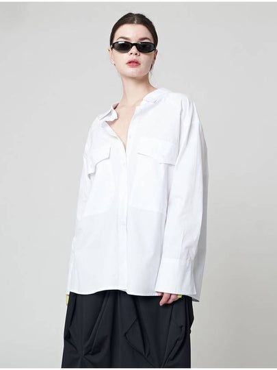 Loose Fit Slit Long Sleeve Shirt White - ATHPLATFORM - BALAAN 2