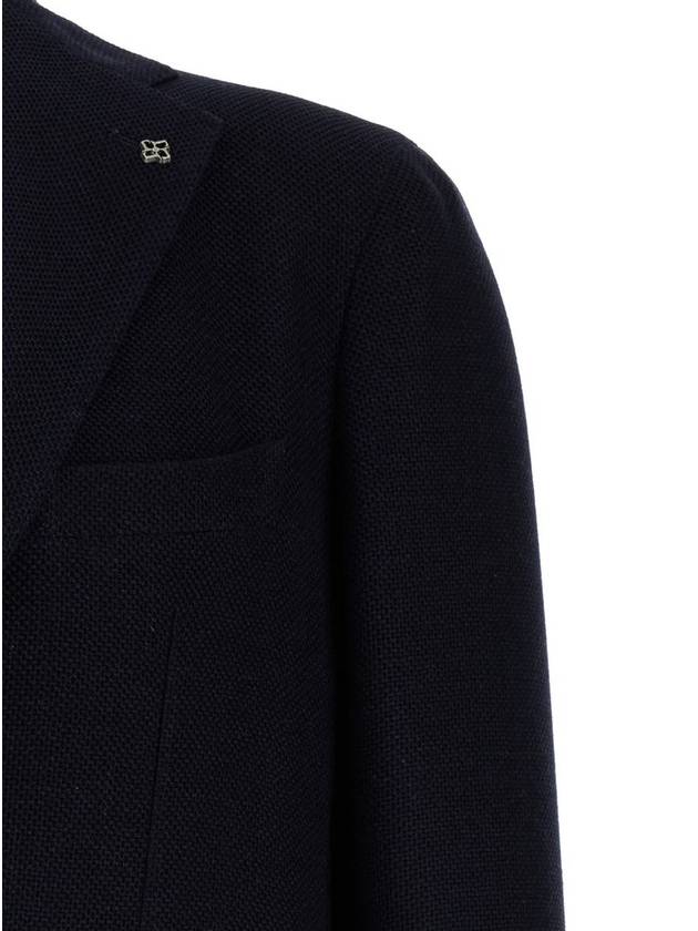 Blue Single-Breasted Jacket With Logo Pin In Silk And Wool Man - TAGLIATORE - BALAAN 3