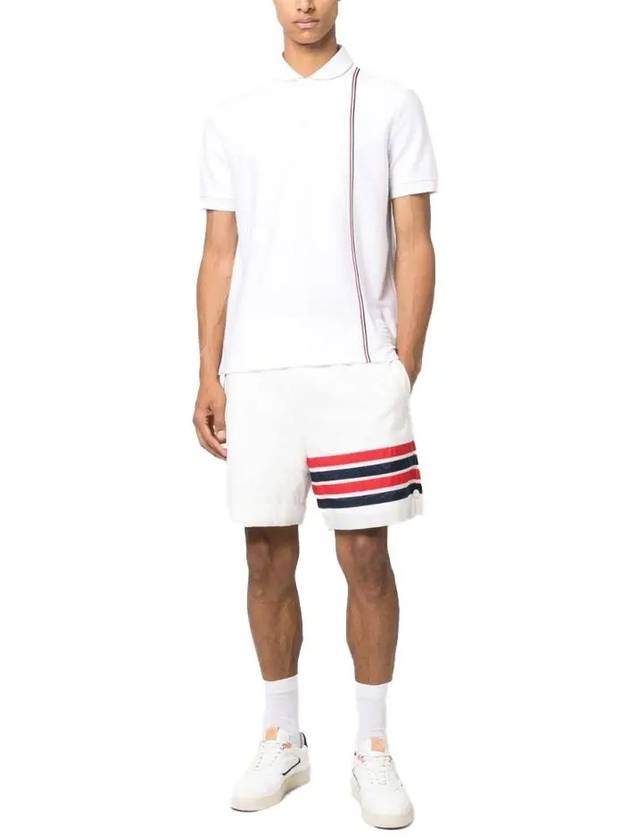 RWB Stripe Polo Shirt White - THOM BROWNE - BALAAN 3