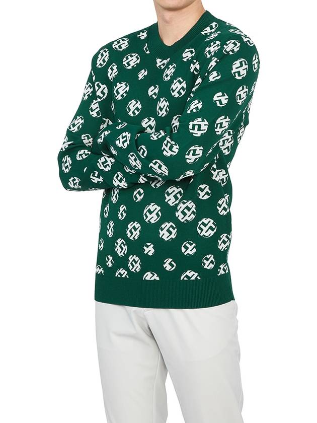 Men's Golf Gus Jacquard Crew Neck Sweater Green - J.LINDEBERG - BALAAN 6