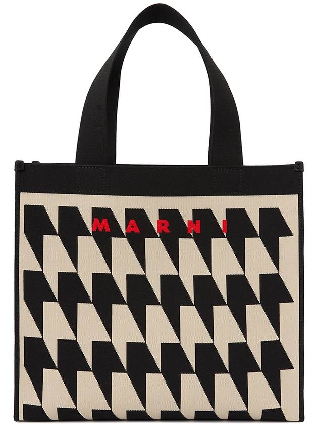 houndstooth jacquard tote bag beige - MARNI - BALAAN 3