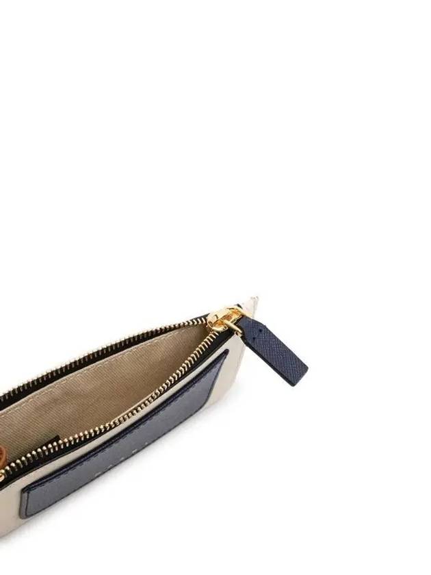 Saffiano Two-Tone Zipper Card Wallet Shell Moca Blublack - MARNI - BALAAN 4