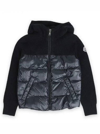 Kids high neck knit mix zip up padded jacket navy 9B00007 M1131 742 1217317 - MONCLER - BALAAN 1