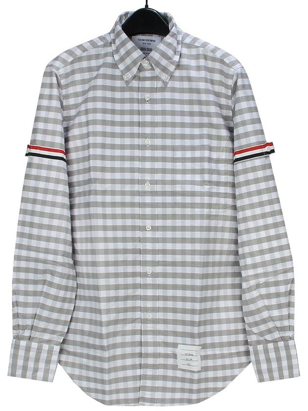 Men's Check Oxford Long Sleeve Shirt Grey - THOM BROWNE - BALAAN 2