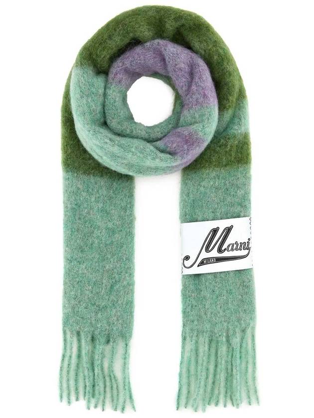 Striped Alpaca Mohair Muffler Green - MARNI - BALAAN 5