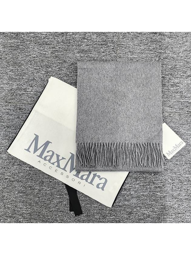 Wsdahlia Embroid M Logo Fringe Cashmere Muffler Light Grey - MAX MARA - BALAAN 3