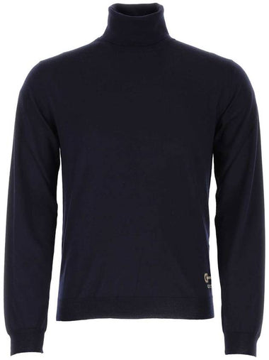 Horsebit Intarsia Wool Turtleneck Navy - GUCCI - BALAAN 1