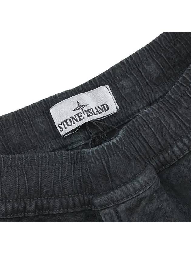 Stretch Cotton Cargo Straight Pants Black - STONE ISLAND - BALAAN 7