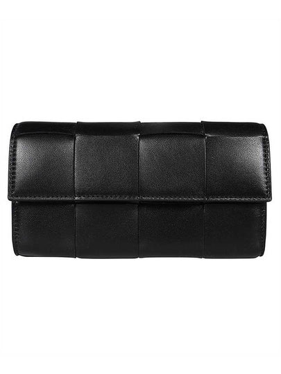 Cassette Flap Leather Long Wallet Black - BOTTEGA VENETA - BALAAN 2