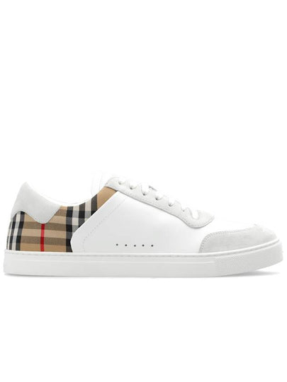 Check Leather Suede Sneakers Natural White Archive Beige - BURBERRY - BALAAN 2