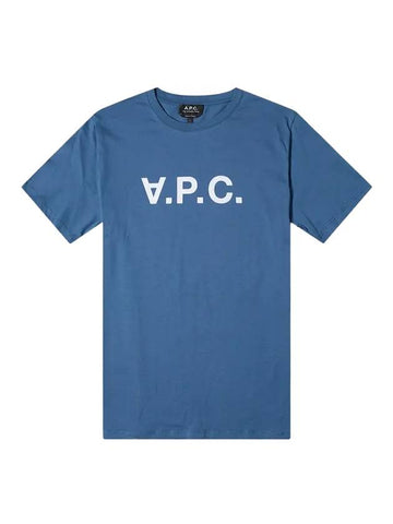 VPC Logo Organic Cotton Short Sleeve T-Shirt Blue - A.P.C. - BALAAN 1