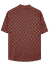 Geometric Houndstooth Bowling Silk Short Sleeve Shirt Red Beige Black - GUCCI - BALAAN 3