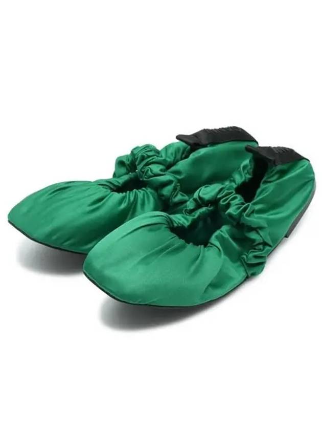 Scrunch Satin Ballerina Kelly Green - GANNI - 3