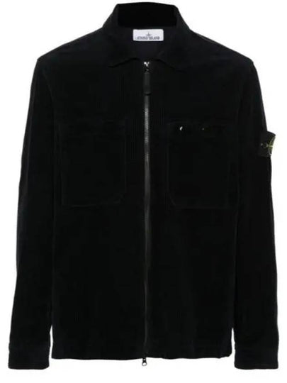 Organic Cotton Corduroy Zip-Up Jacket Navy - STONE ISLAND - BALAAN 2