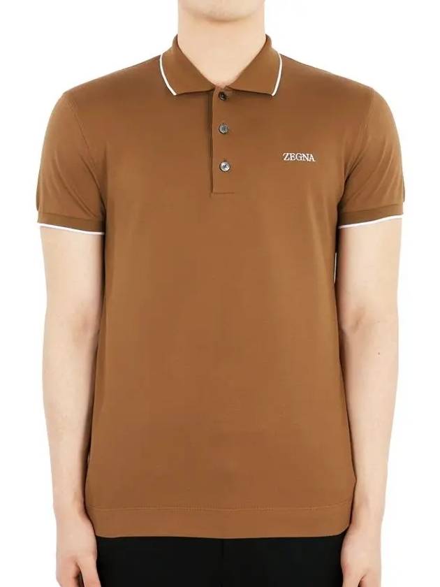 Men's Logo Cotton PK Short Sleeve Brown UB358A5 B746 D05 - ERMENEGILDO ZEGNA - BALAAN 1