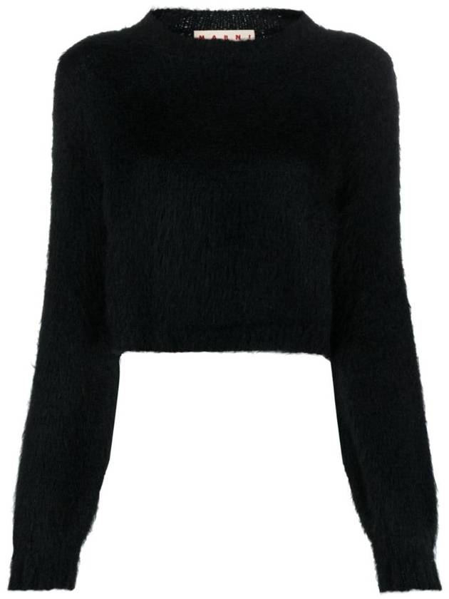 Crew Neck Brushed Knit Top Black - MARNI - BALAAN 1