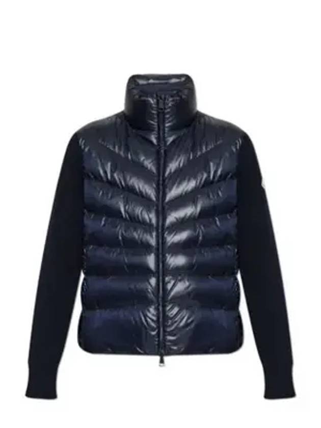 Padded Wool Cardigan Navy - MONCLER - BALAAN 1