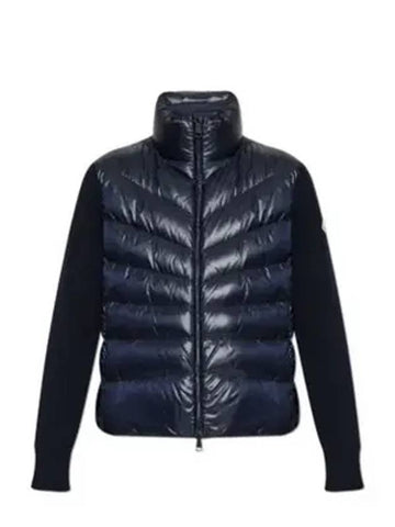 Padded Wool Cardigan Navy - MONCLER - BALAAN 1