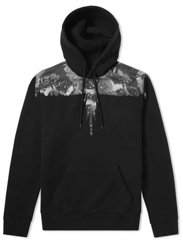 Camo Wing Print Hoodie Black - MARCELO BURLON - BALAAN 1