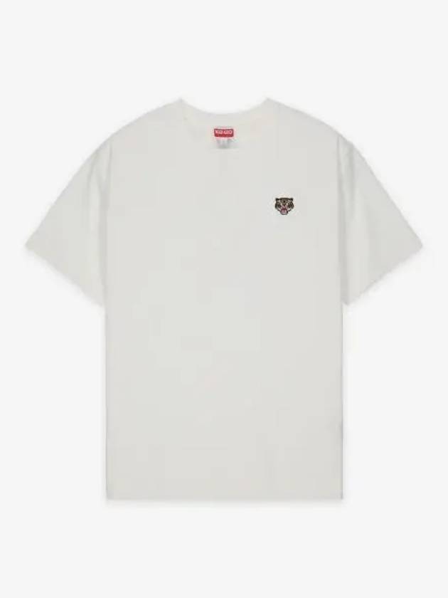 Lucky Tiger Embroidered Classic Short Sleeve T Shirt Off White - KENZO - BALAAN 2