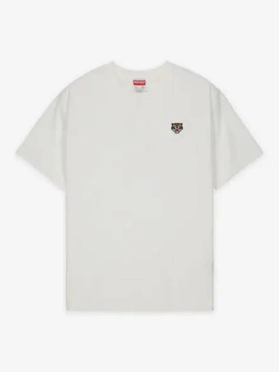 Lucky Tiger Embroidered Classic Short Sleeve T Shirt Off White - KENZO - BALAAN 2