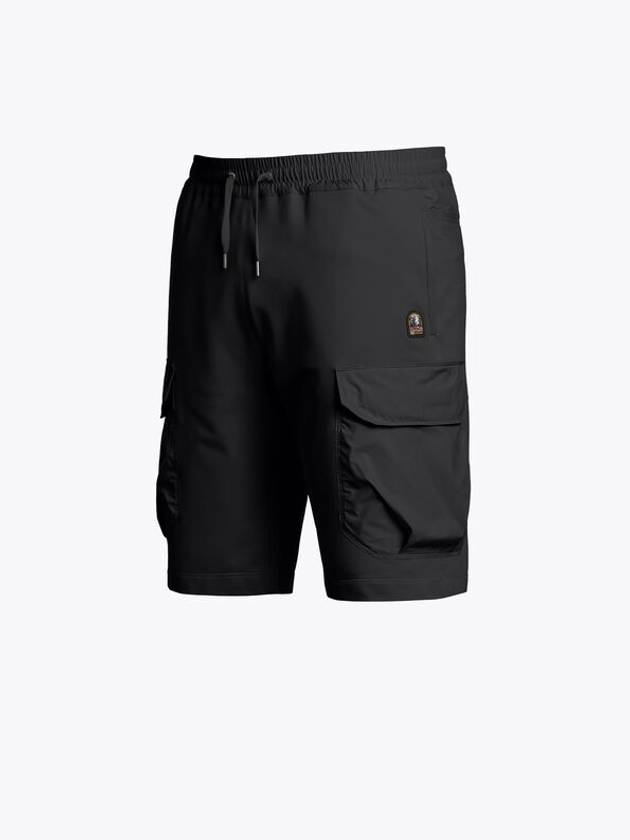 Men's Voice Logo Patch Drawstring Shorts Black - PARAJUMPERS - BALAAN 2